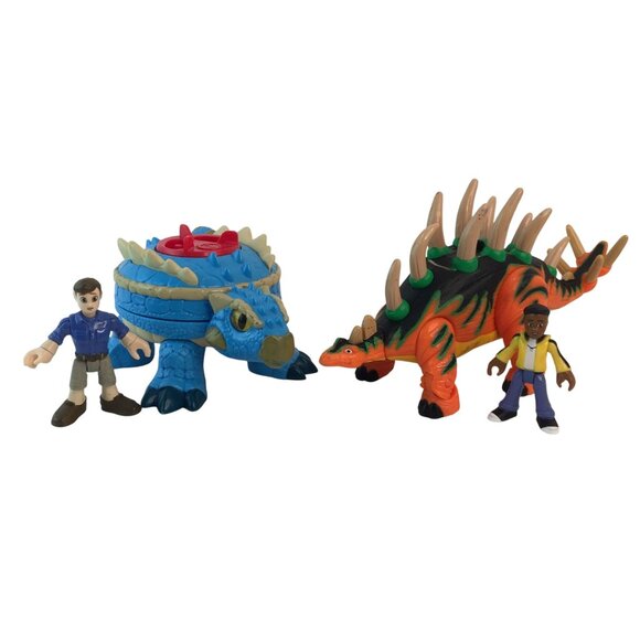 Fisher Price Imaginext Jurassic World Ankylosaurus Kentrosaurus w/Ben & Darius - Picture 1 of 11